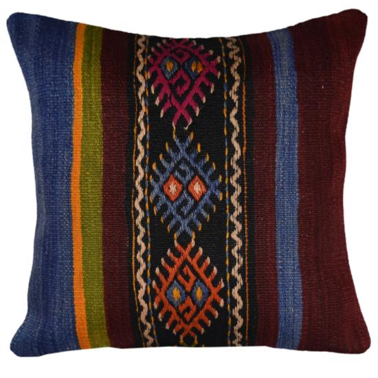 Coussin Nomade Vintage Rayé Couleurs Vives
