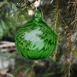 Grande  Boule  de  Noël Rayée  Couleur   Verte