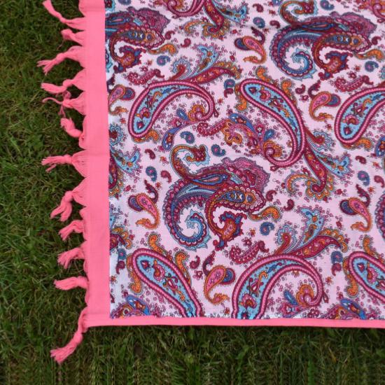 Fouta rose doublée éponge 
