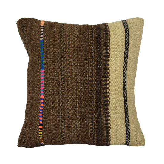 Coussin Nomade Syrien carré rayures multicolores