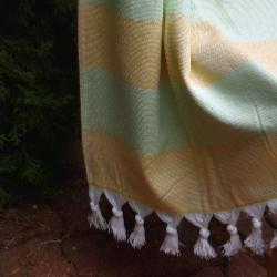 Fouta jaune doublée éponge 