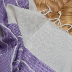 Fouta de luxe en lin mauve