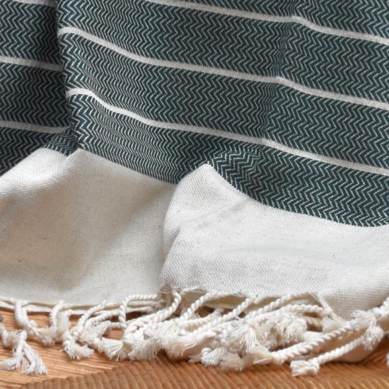 Fouta de luxe en lin verte