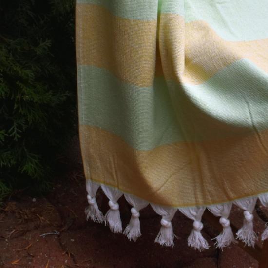 Fouta jaune doublée éponge 