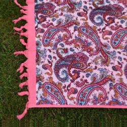 Fouta rose doublée éponge 