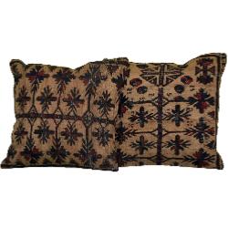 Coussin Nomade Antique Beige Motifs Noirs