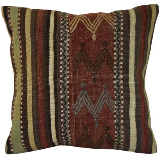 Coussin Nomade Vintage Rayé Couleurs Terre