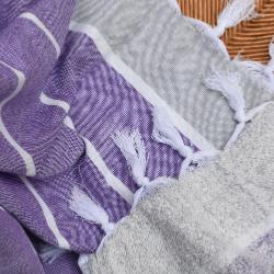Fouta violette doublée éponge 