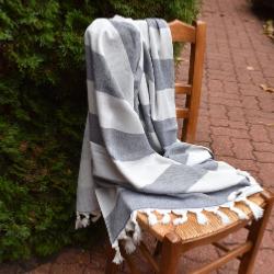 Fouta grise doublée éponge 